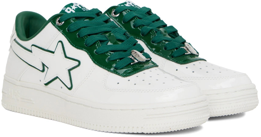 A Bathing Ape Bape Sta Patent Leather White Green