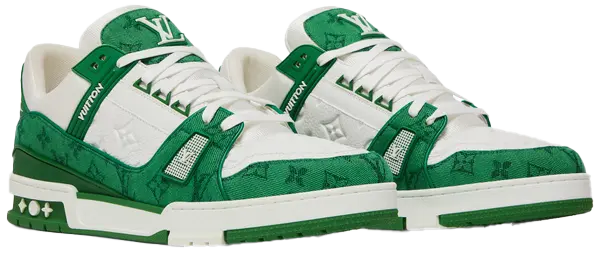 Louis Vuitton  Trainer Green  Monogram Denim White