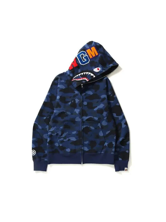 BAPE Color Camo Shark Full Zip Hoodie (SS23) Navy Blue