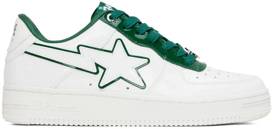 A Bathing Ape Bape Sta Patent Leather White Green