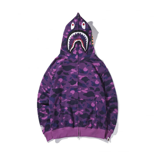 BAPE Color Camo Shark Full Zip Hoodie Purple