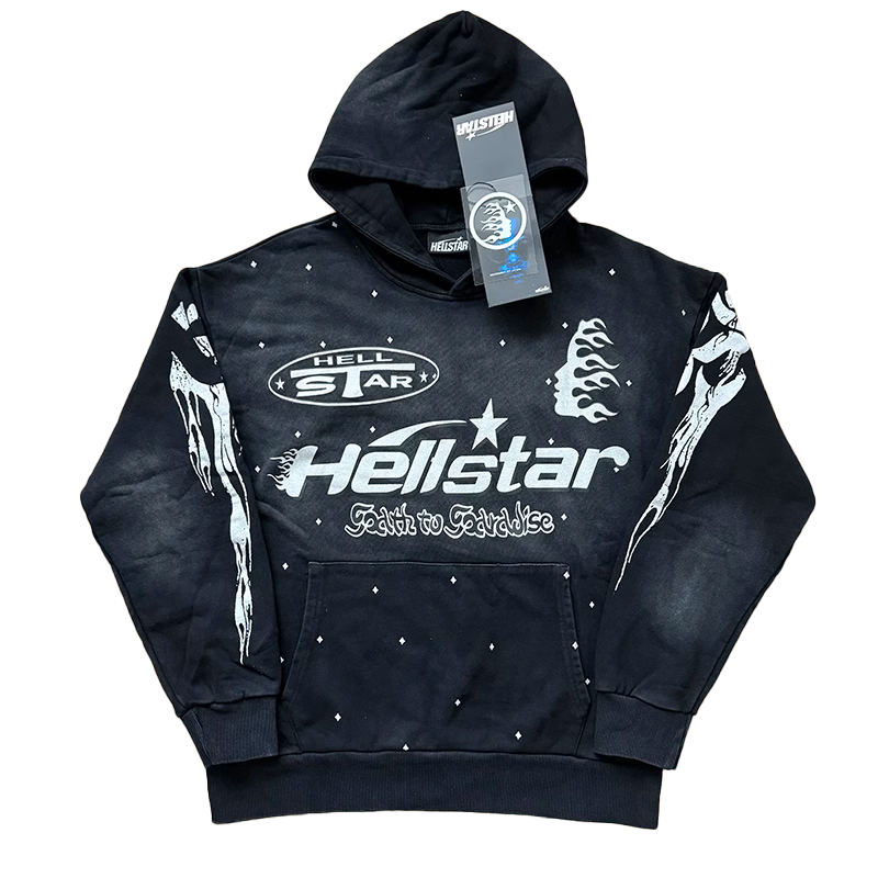 HELLSTAR STUDIOS HOODIE WASHED BLACK