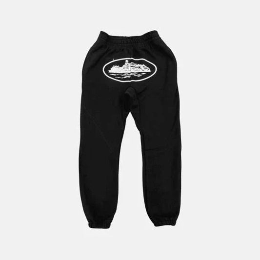 Corteiz sweatpants 'black-white'