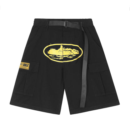 Corteiz Guerillaz Cargo Shorts 'black-yellow'