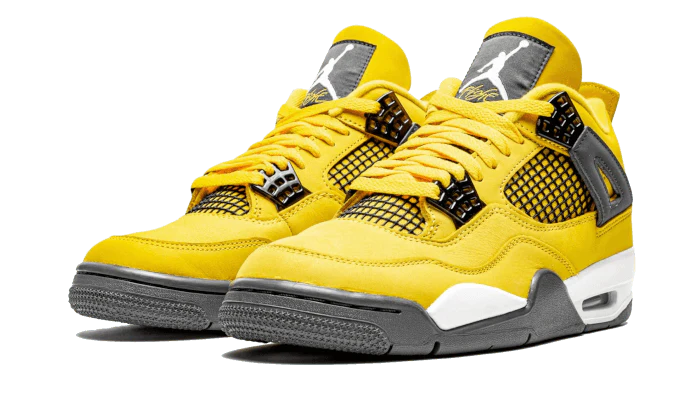 Air Jordans Yellow Leather Jordan 4 Retro Lightning