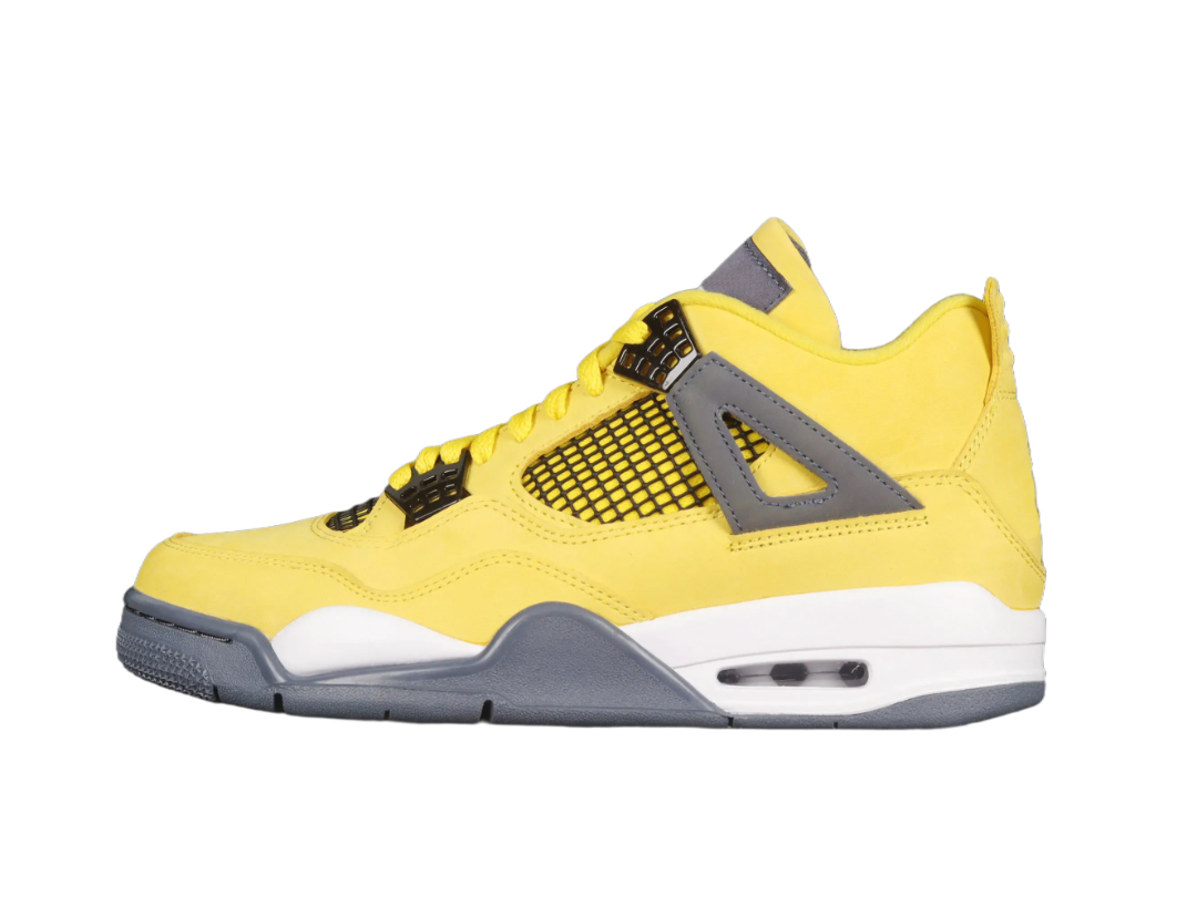 Air Jordans Yellow Leather Jordan 4 Retro Lightning