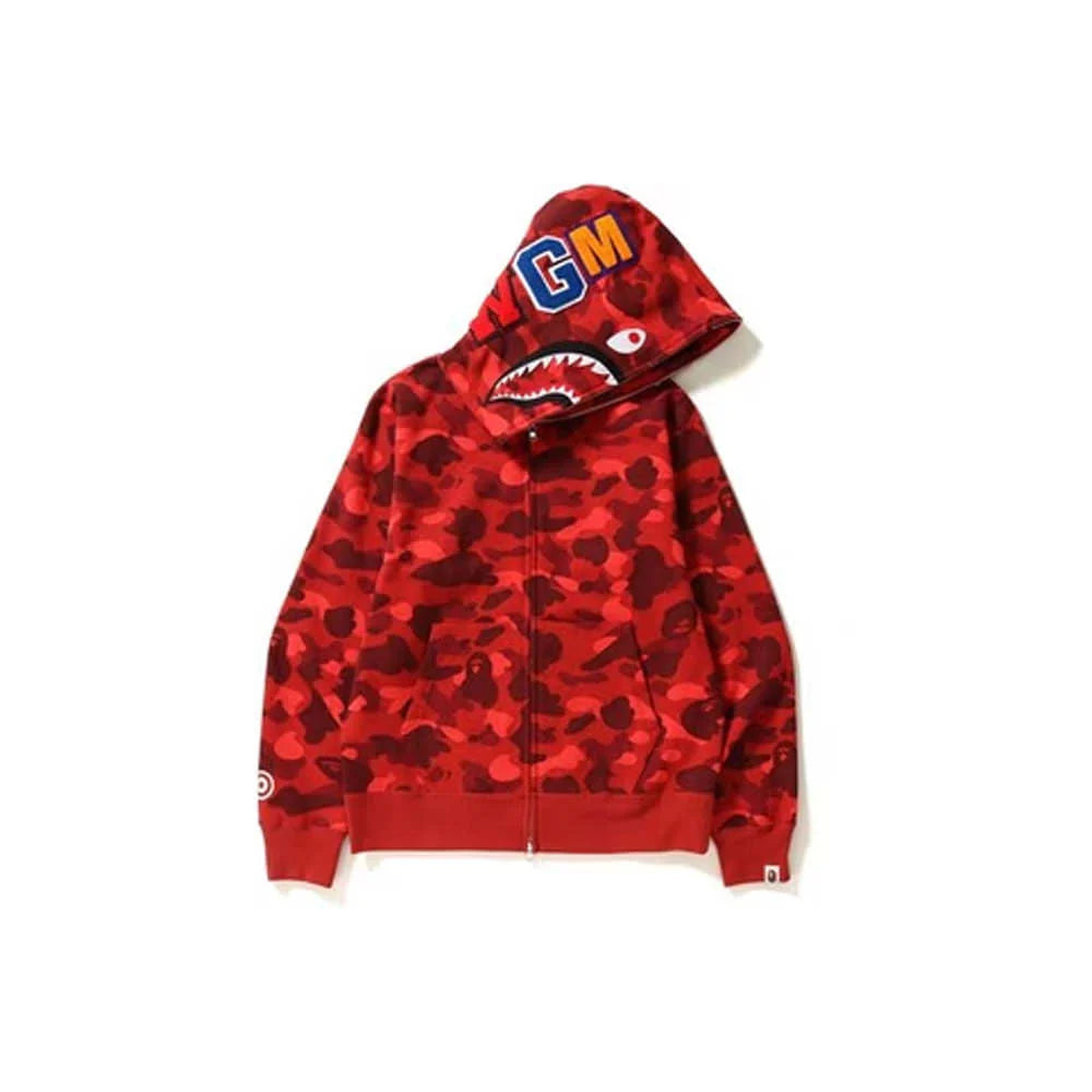 Bape Color Camo Shark Full Zip (Ss21) Hoodie Red