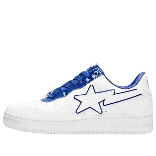 A BATHING APE Bape STA Leather Low 'White Blue'